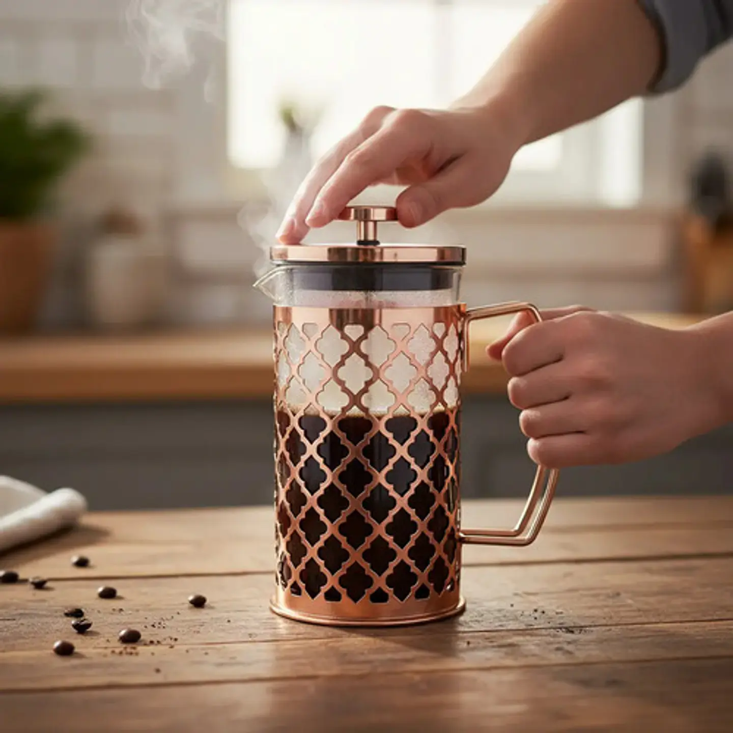 Cafetera Prensa Francesa 600ml En Acero Inoxidable Vidrio 30