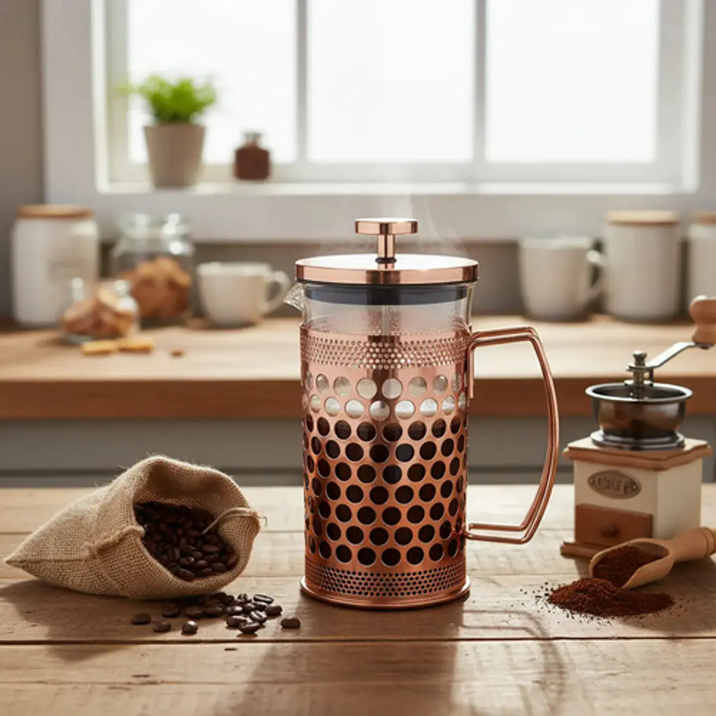 Cafetera Prensa Francesa 600ml En Acero Inoxidable Vidrio 34