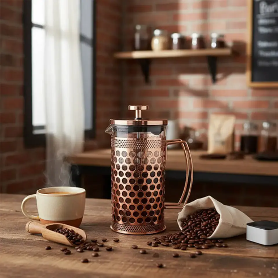 Cafetera Prensa Francesa 600ml En Acero Inoxidable Vidrio 36