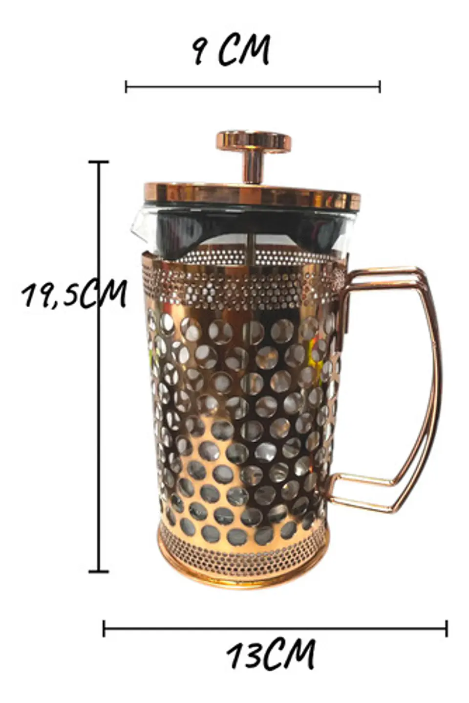 Cafetera Prensa Francesa 600ml En Acero Inoxidable Vidrio 38