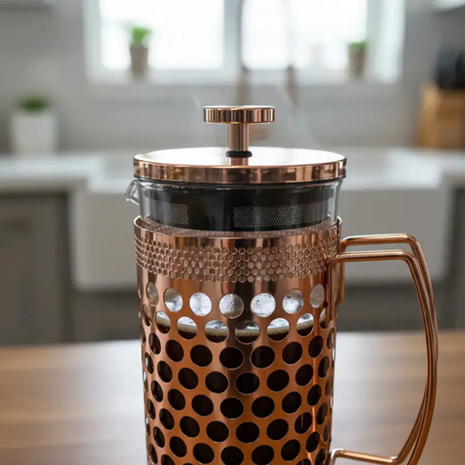 Cafetera Prensa Francesa 600ml En Acero Inoxidable Vidrio 40