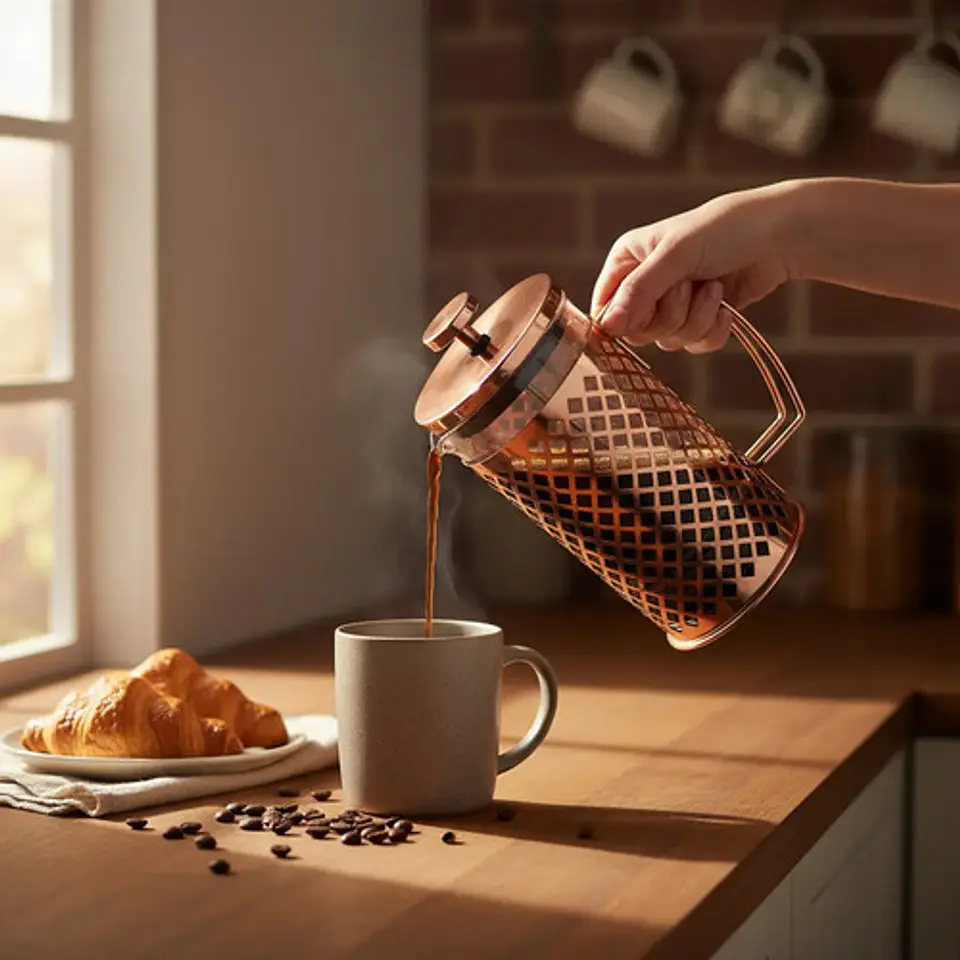 Cafetera Prensa Francesa 600ml En Acero Inoxidable Vidrio 47
