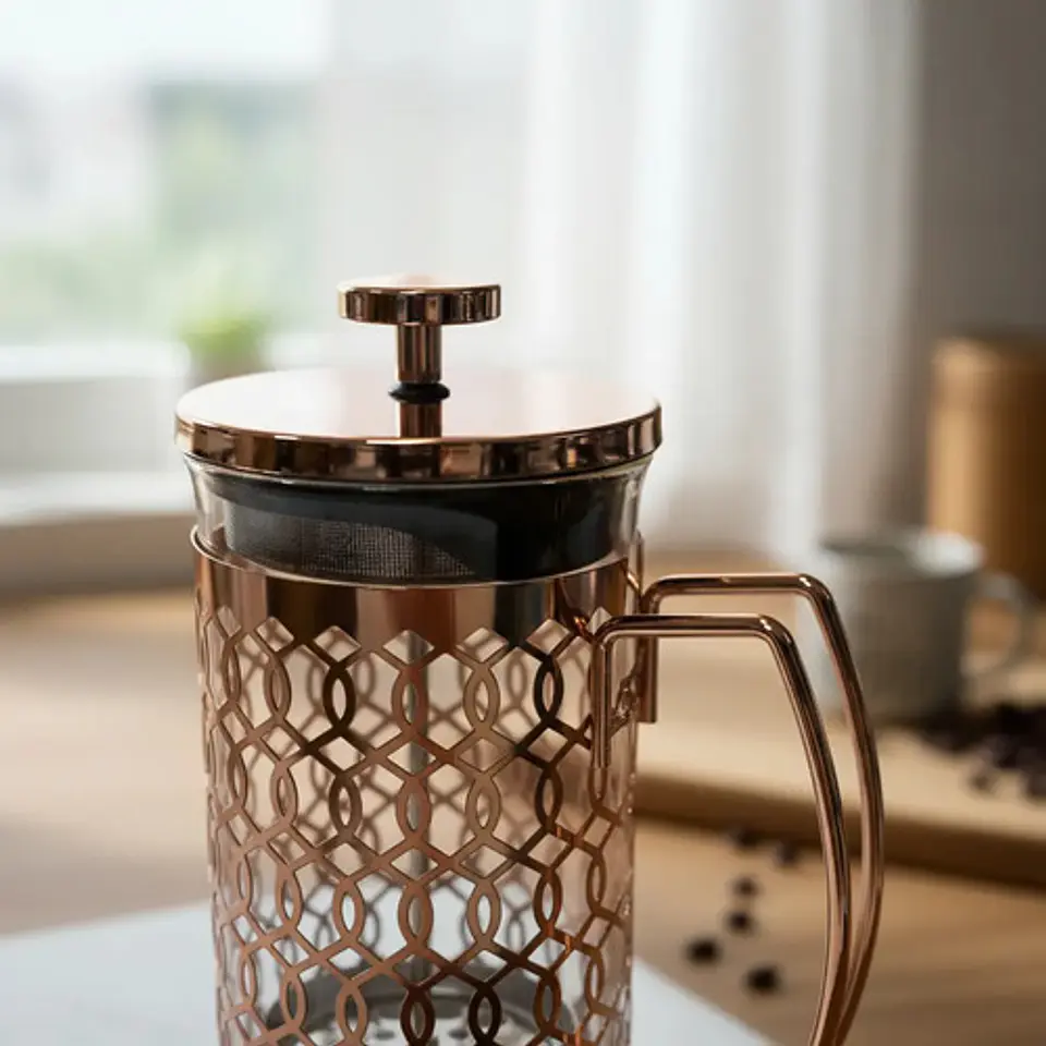 Cafetera Prensa Francesa 600ml En Acero Inoxidable Vidrio 51