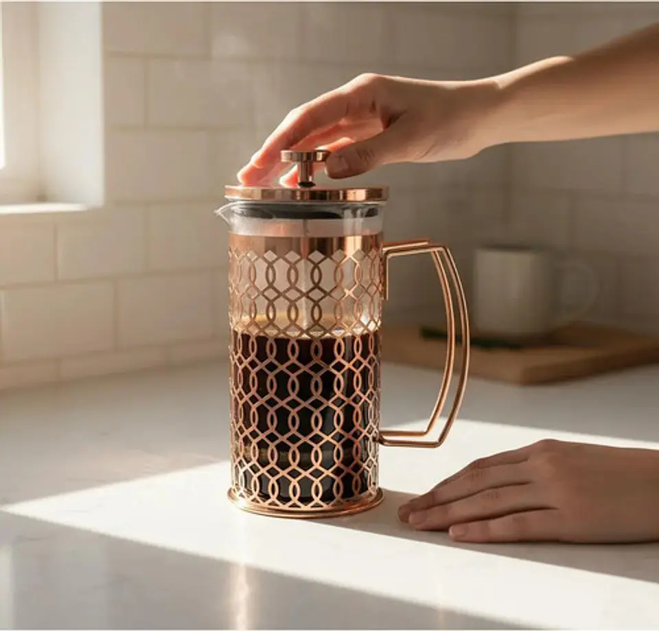 Cafetera Prensa Francesa 600ml En Acero Inoxidable Vidrio 59