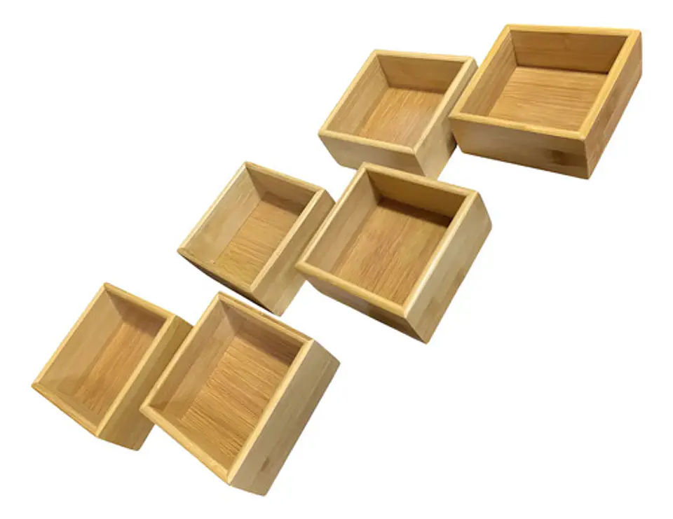 Bandeja De Fruta De Bambú 25x27x5.5cm 6 Compartimentos 3