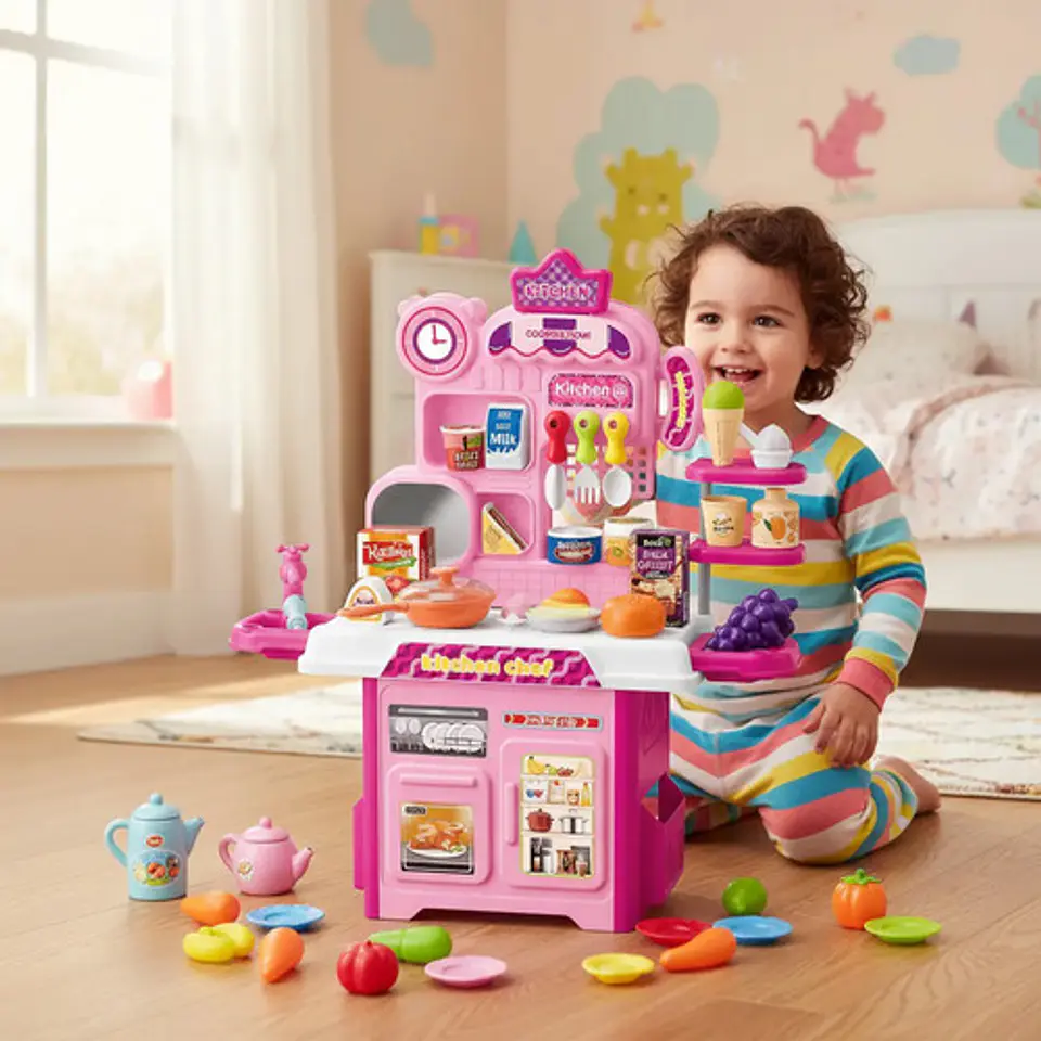 Cocina Infantil Para Niños Y Niñas 53 Accesorios 50cm Alto Verde 2
