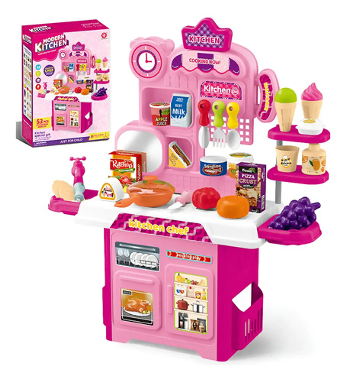 Cocina Infantil Para Niños Y Niñas 53 Accesorios 50cm Alto Verde 3