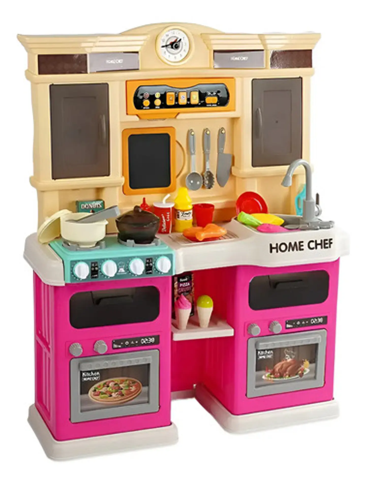 Cocina Infantil Con Agua, Luz, Sonido, Vapor 85 Accesorios Rosa Chicle 1