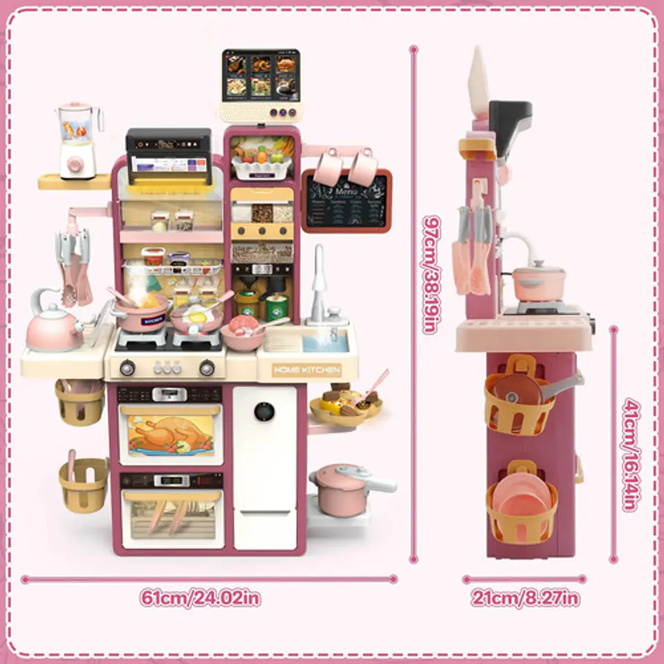 Cocina Inteligente 97cm Infantil Vapor Agua Electrodoméstico Verde Lima 2