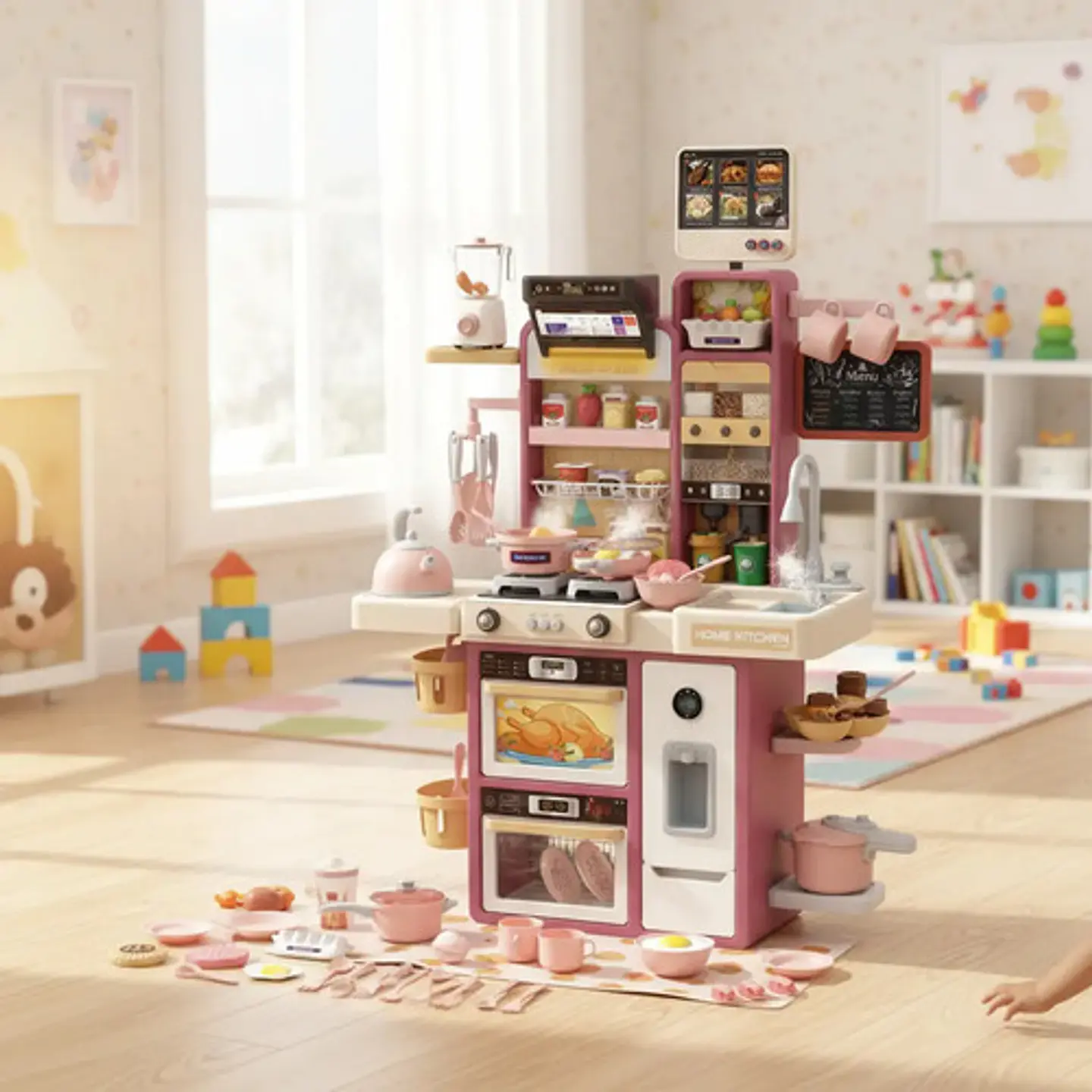 Cocina Inteligente 97cm Infantil Vapor Agua Electrodoméstico Verde Lima 4