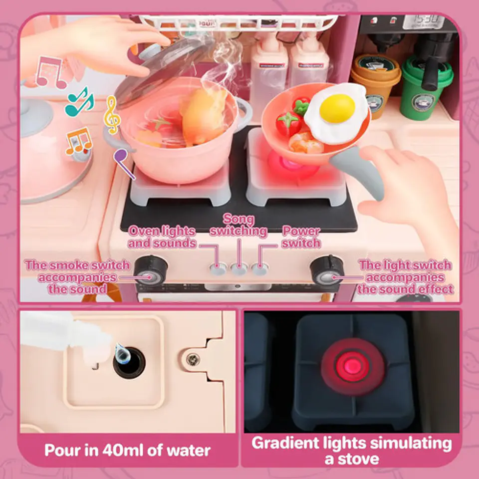 Cocina Inteligente 97cm Infantil Vapor Agua Electrodoméstico Verde Lima 6