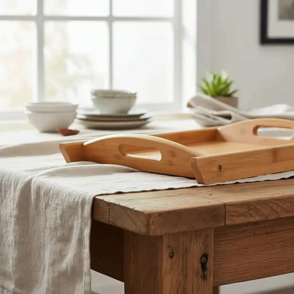 Bandejas De Servicio Para Servir Bambu Bamboo X 3 Und Tamaño 7