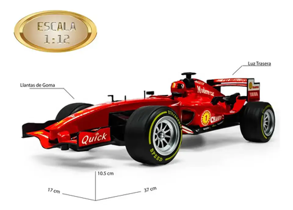Carro Formula 1 Control Con Luz Trasera Bateria Recargable Rojo Carro Fórmula 1 7
