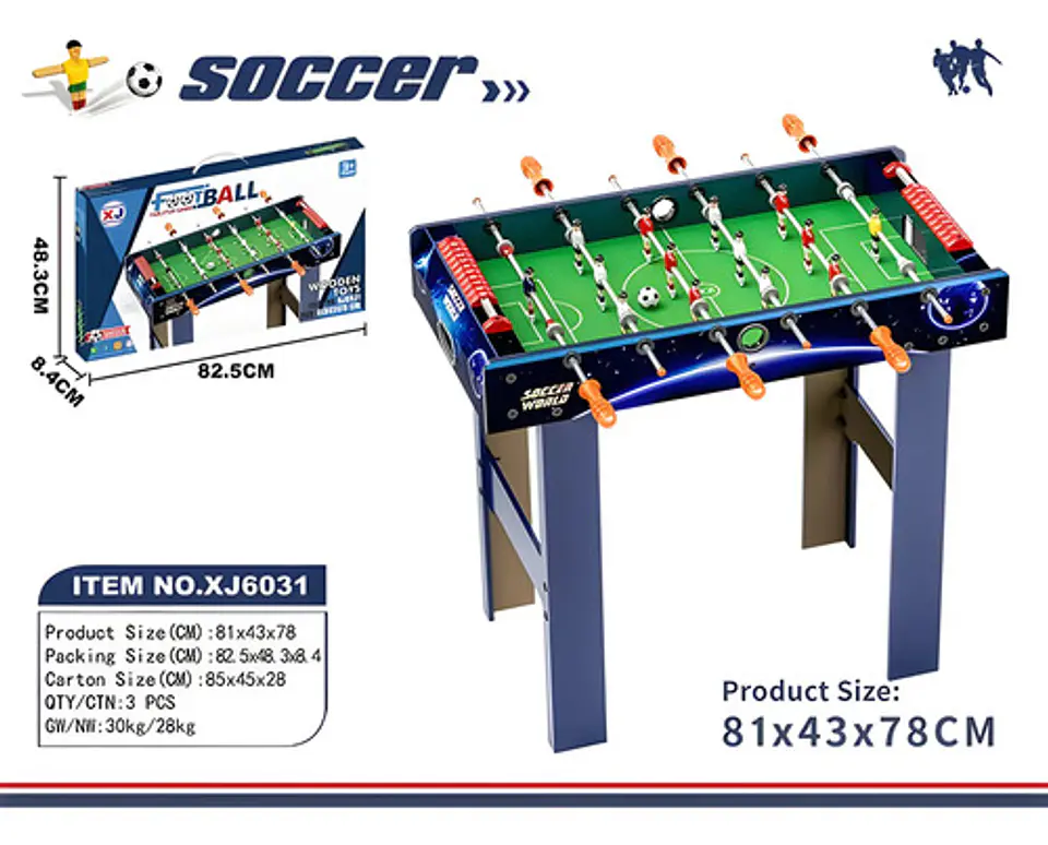Futbolín Madera Infantil Xj 78cm Altura 81x43cm Azul Estampado 3
