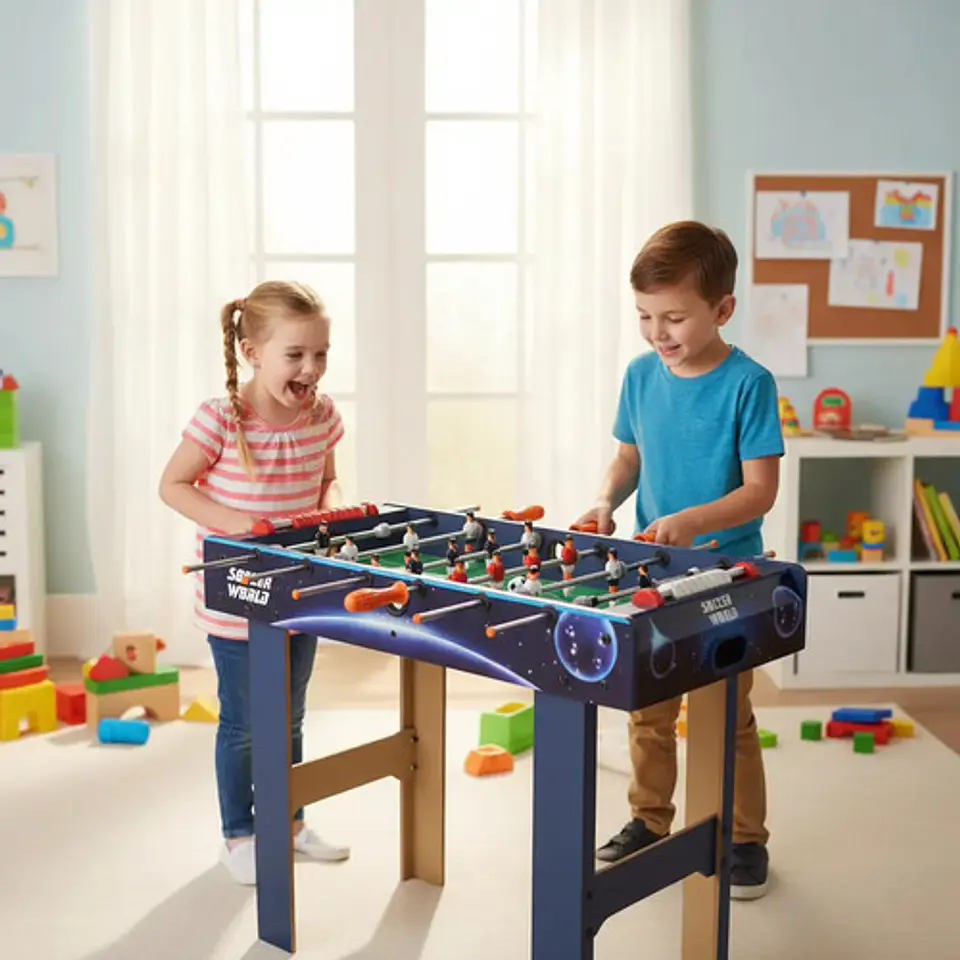 Futbolín Madera Infantil Xj 78cm Altura 81x43cm Azul Estampado 8