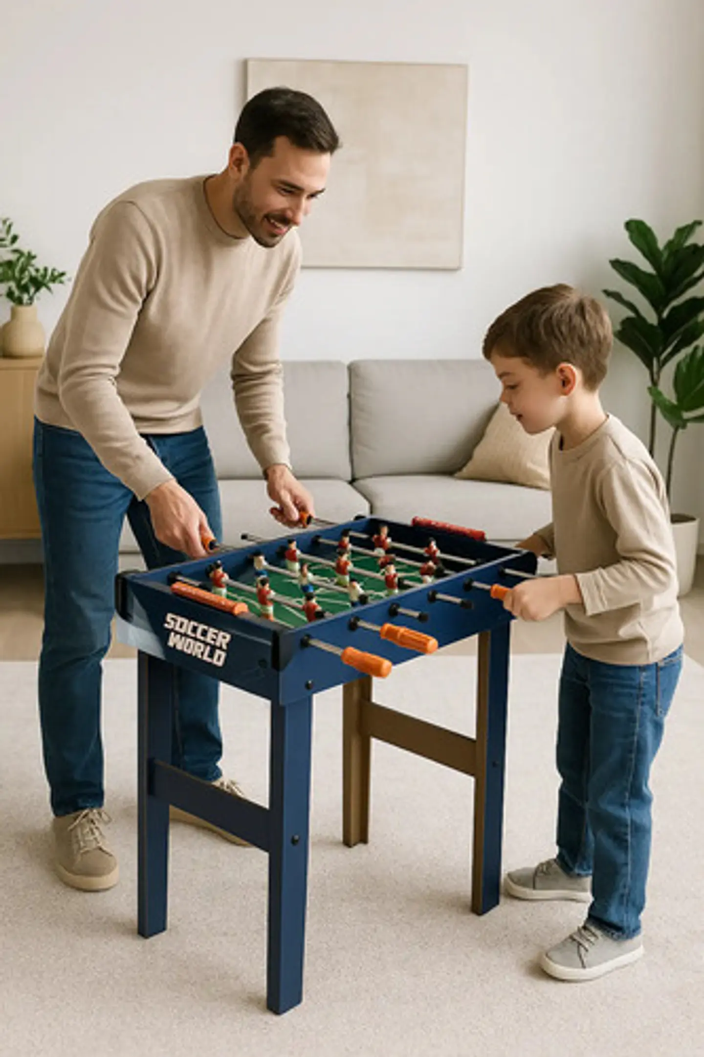 Futbolín Madera Infantil Xj 78cm Altura 81x43cm Azul Estampado 12