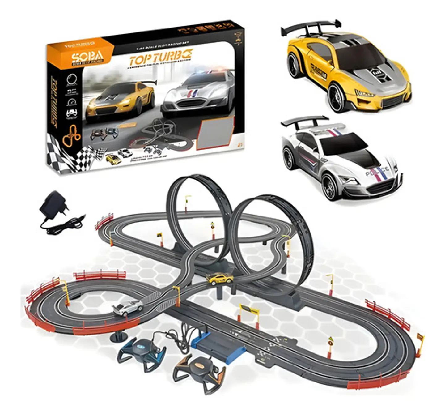 Pista Eléctrica 790cm De Circuito De Velocidad 2 Carros Negro 1