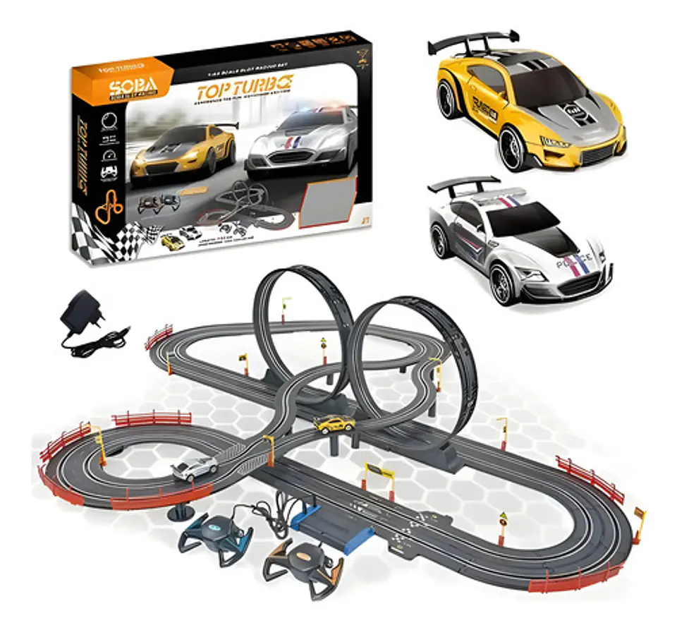 Pista Eléctrica 790cm De Circuito De Velocidad 2 Carros Negro 1