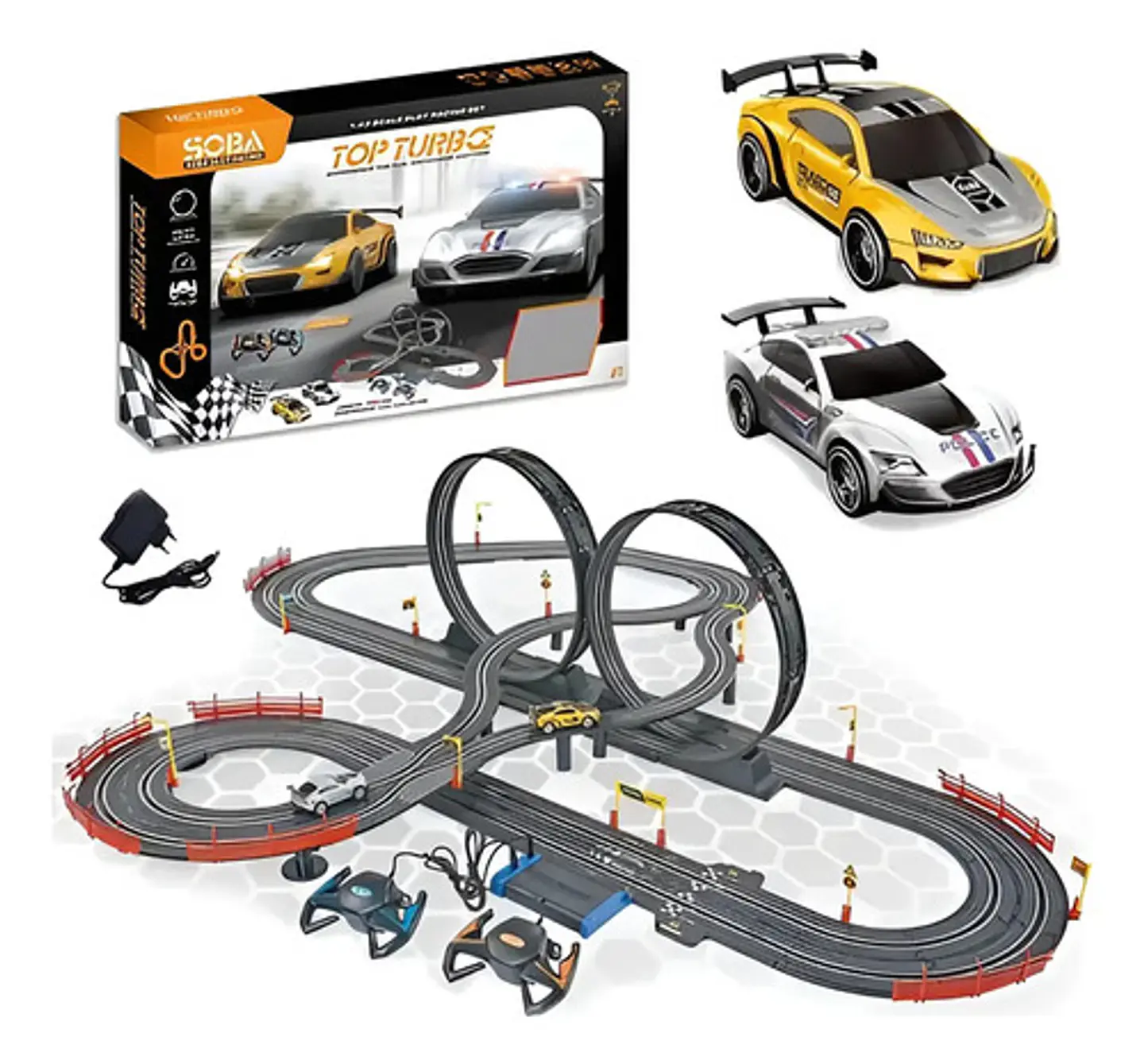 Pista Eléctrica 790cm De Circuito De Velocidad 2 Carros Negro 4