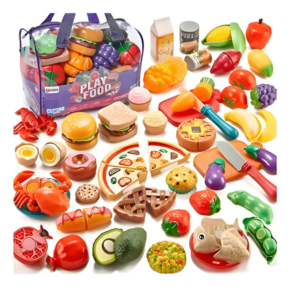 Set Alimentos, Juguete Con Velcro Para Cocina Niños 89 Pcs 1