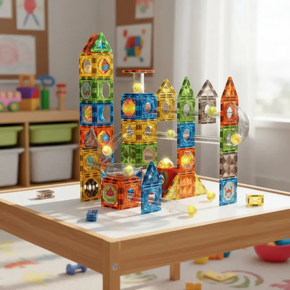 Juego De Construccion Magnetico Niños Steam Con Canicas 142 No 1