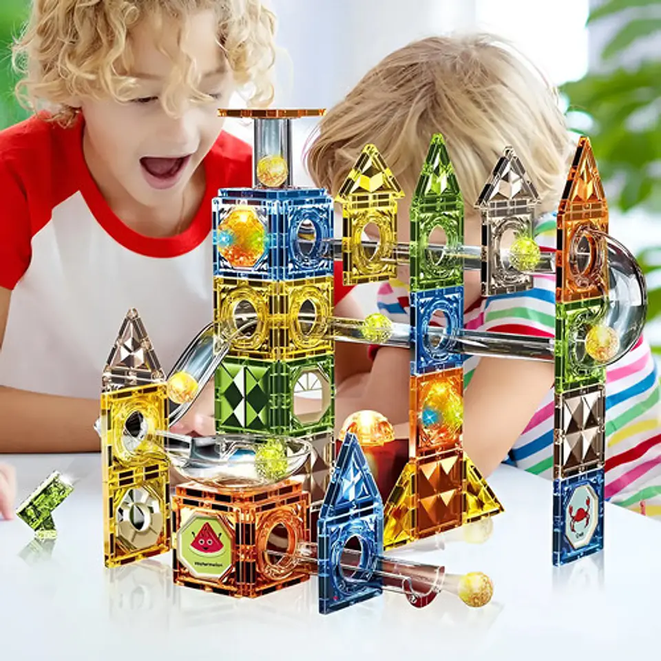 Juego De Construccion Magnetico Niños Steam Con Canicas 142 No 2