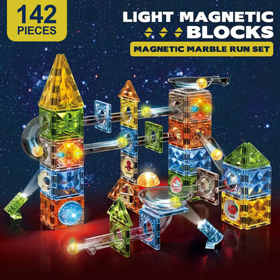 Juego De Construccion Magnetico Niños Steam Con Canicas 142 No 3