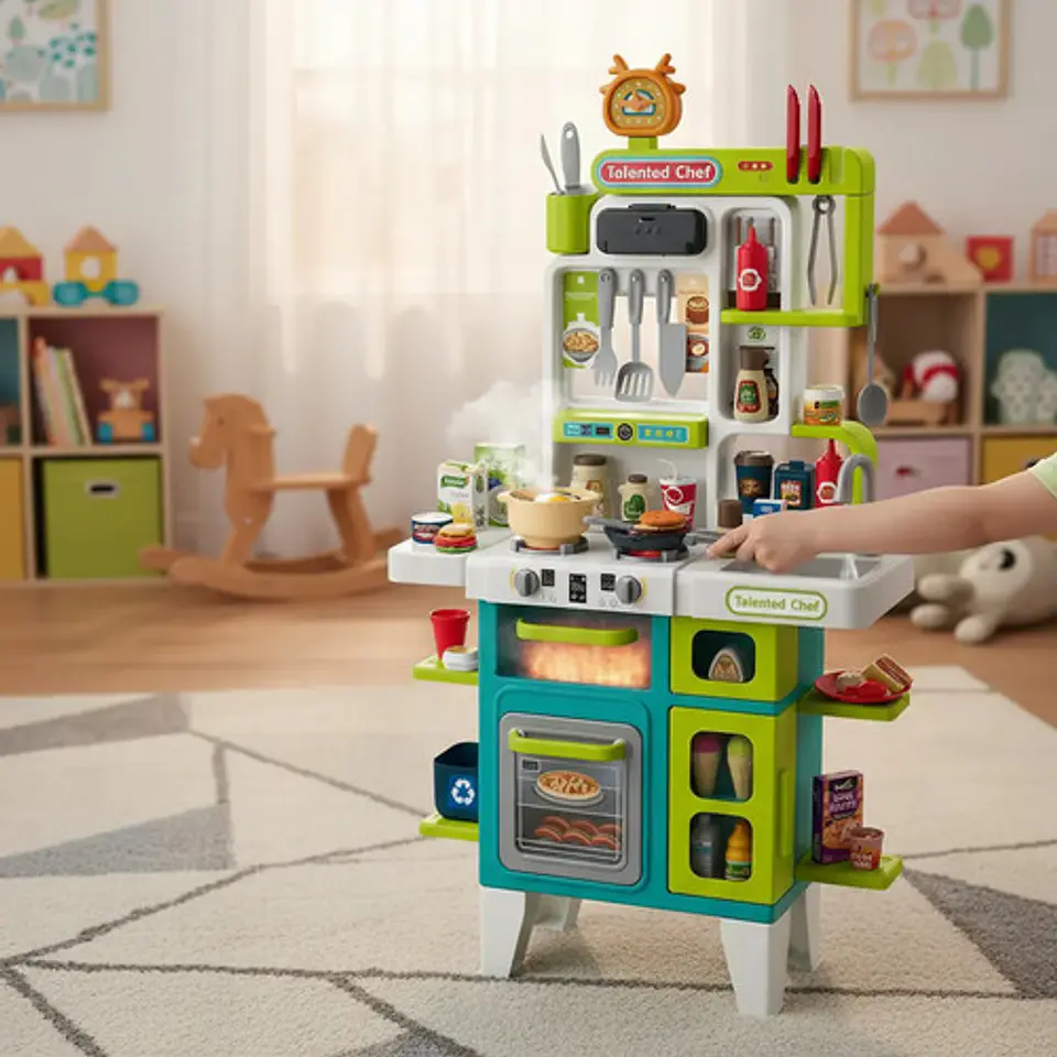 Cocina Infantil Con Agua Luz Sonido Vapor 104 Accesorios 4
