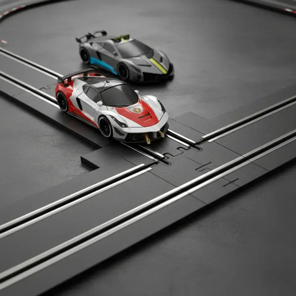 Pista De Carreras Eléctrica 2 Carros 6.6 Metros Naranja Para Niños Soba Naranja Oscuro 7