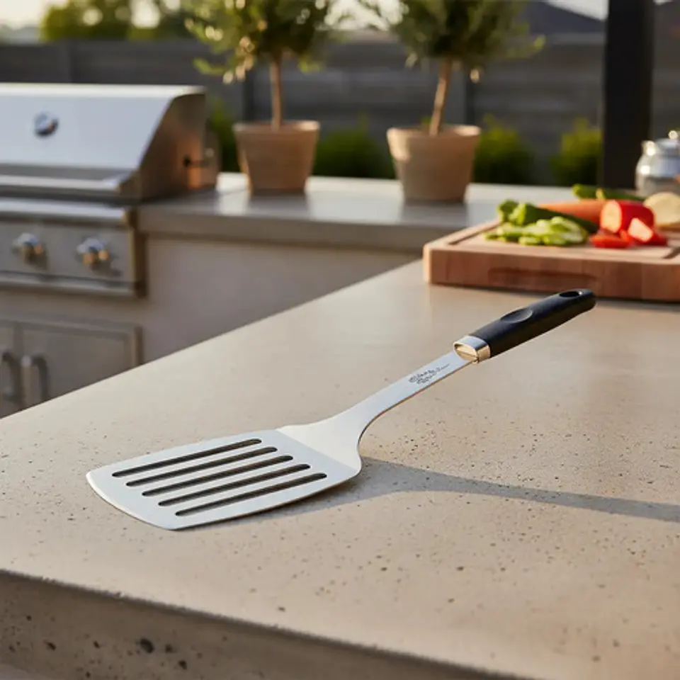 Espátula De Metal Con Mango Plastico Cocina Bbq Hamburguesas 1