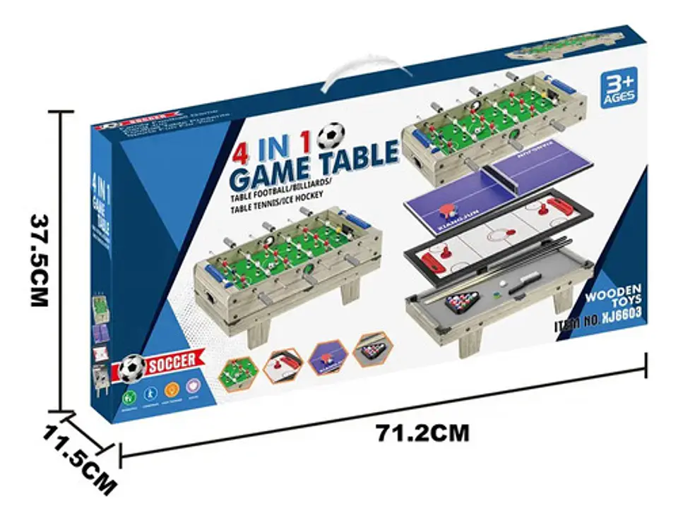Futbolín 4 En 1 Xj Modelo Xj6603 Billar Ping Pong Hockey Niños Multicolor Gris 5