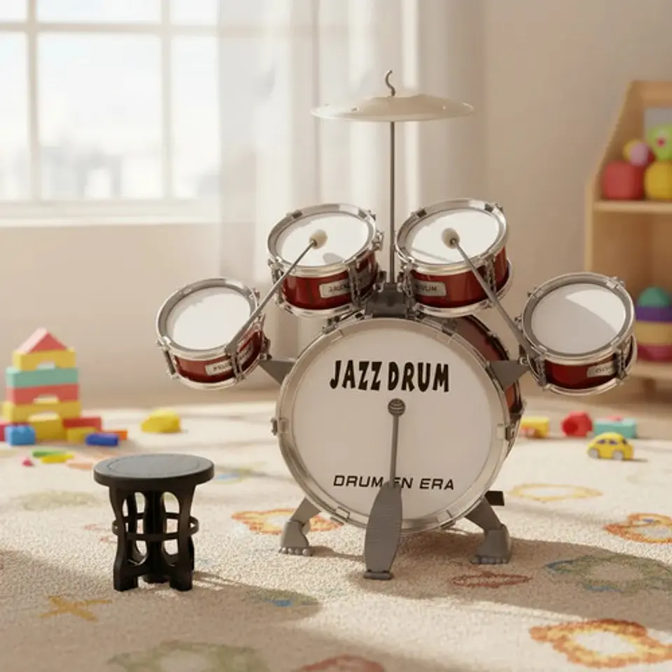 Batería Musical Para Niños Pequeños Juguete 5 Tambores Fucsia 1