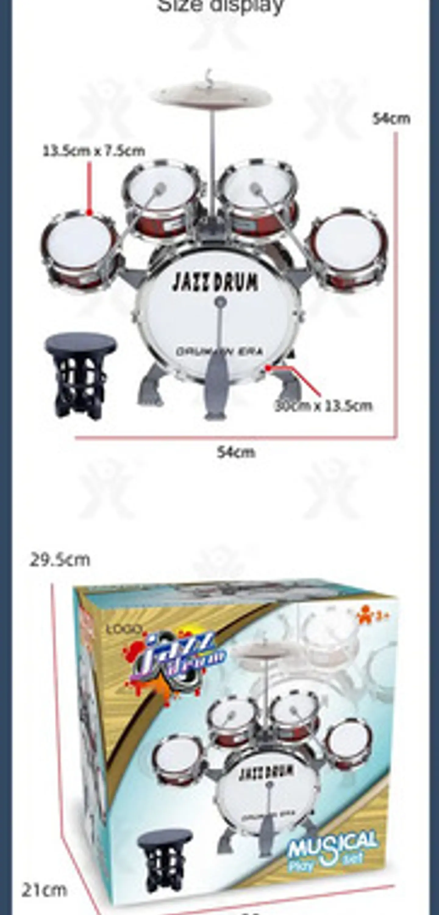 Batería Musical Para Niños Pequeños Juguete 5 Tambores Fucsia 2