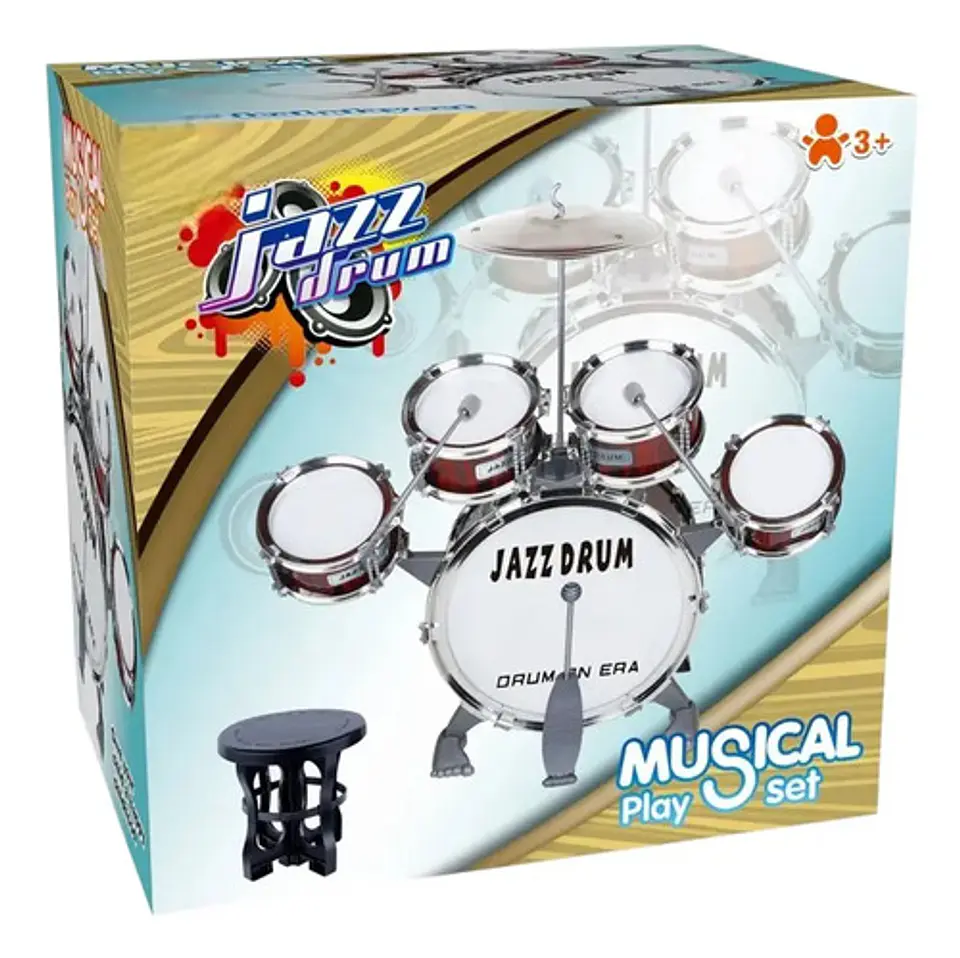 Batería Musical Para Niños Pequeños Juguete 5 Tambores Fucsia 5