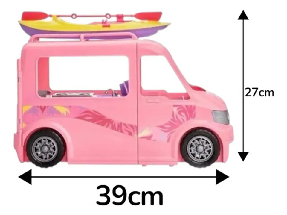 Mini Camper Tipo Barbie Travel Set Rosa Canoa Luces Sonidos Rosa Chicle 6