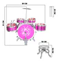 Set Batería Musical 5 Tambores Niños Percusión 28832 Rojo - Miniatura 5