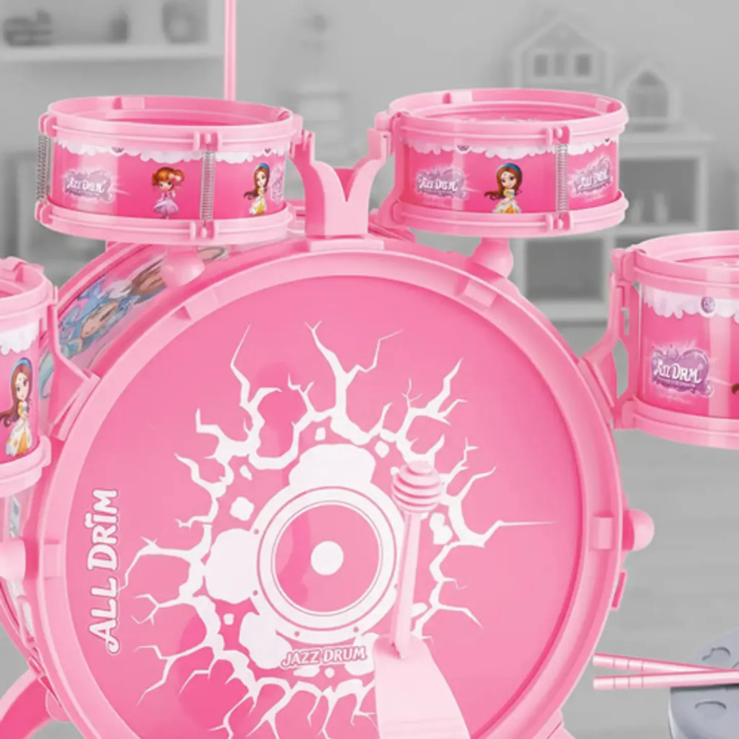 Set Batería Musical 5 Tambores Niños Percusión 28832 Rojo 7