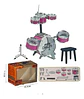 Batería Musical Infantil Jazz Drum 6 Tambores Con Silla Fucsia - Miniatura 3