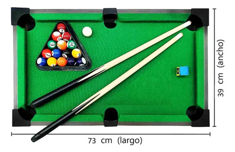 Mesa Billar Pool Xj8829 Verde Lima Madera 73x39x61cm Accesorios Incluidos 2