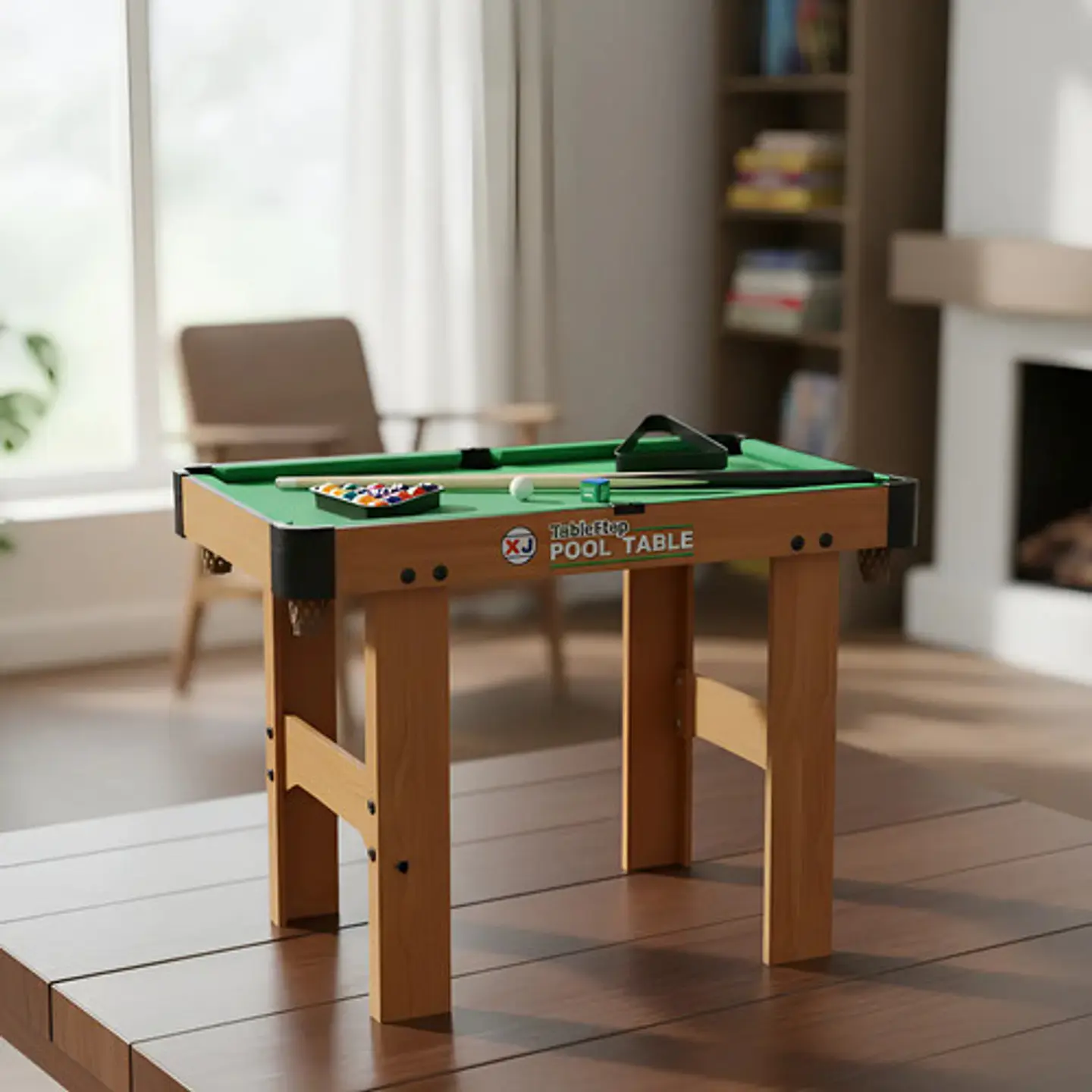 Mesa Billar Pool Xj8829 Verde Lima Madera 73x39x61cm Accesorios Incluidos 3