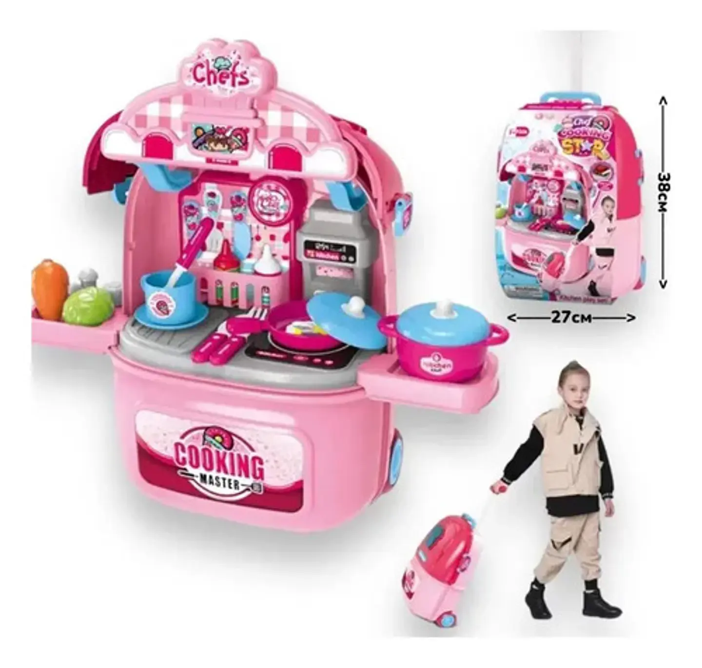 Maleta Con Ruedas Juguete Cocina Princesas Portátil 2