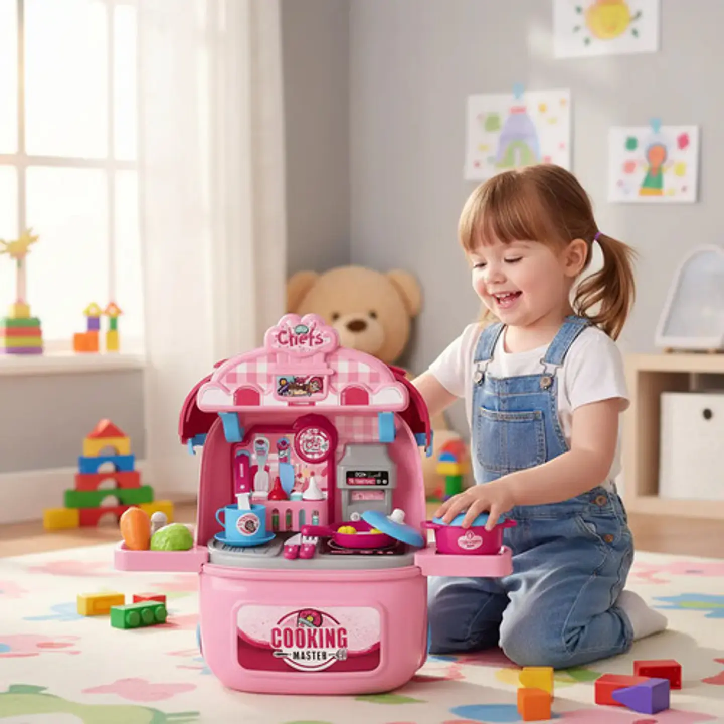 Maleta Con Ruedas Juguete Cocina Princesas Portátil 6