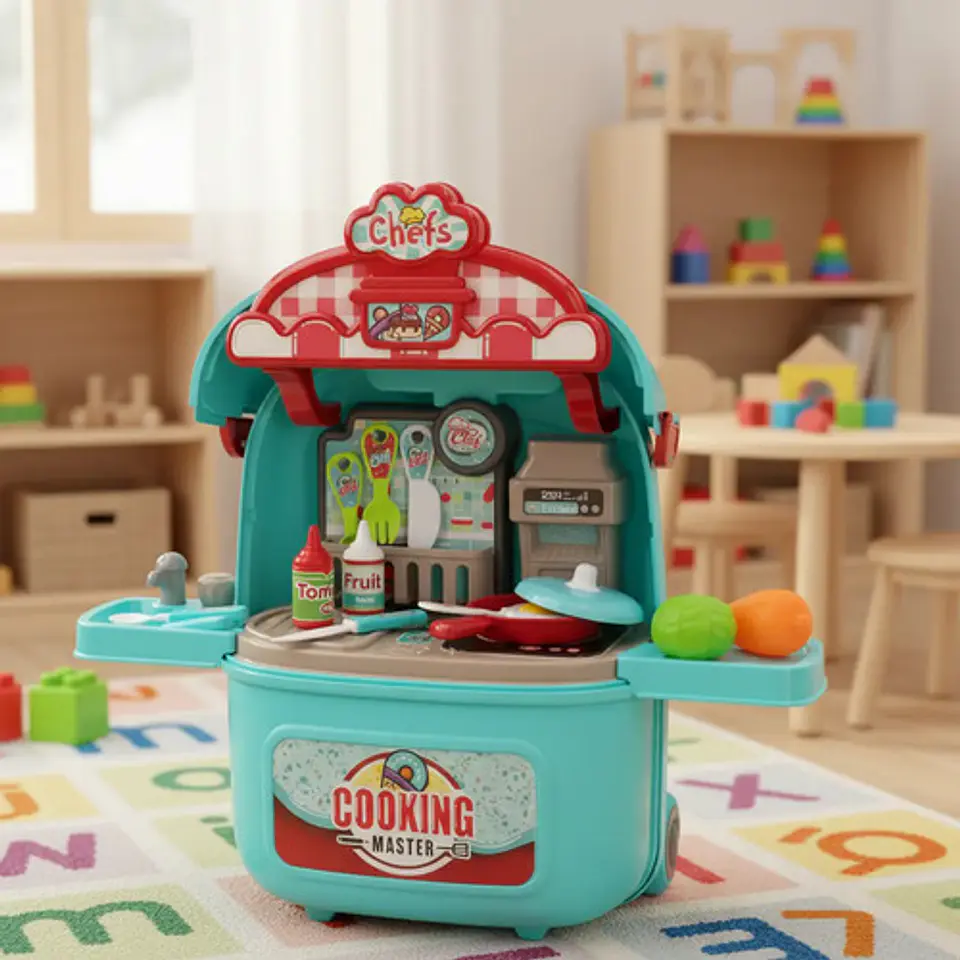 Maleta Con Ruedas Juguete Cocina Princesas Portátil 12