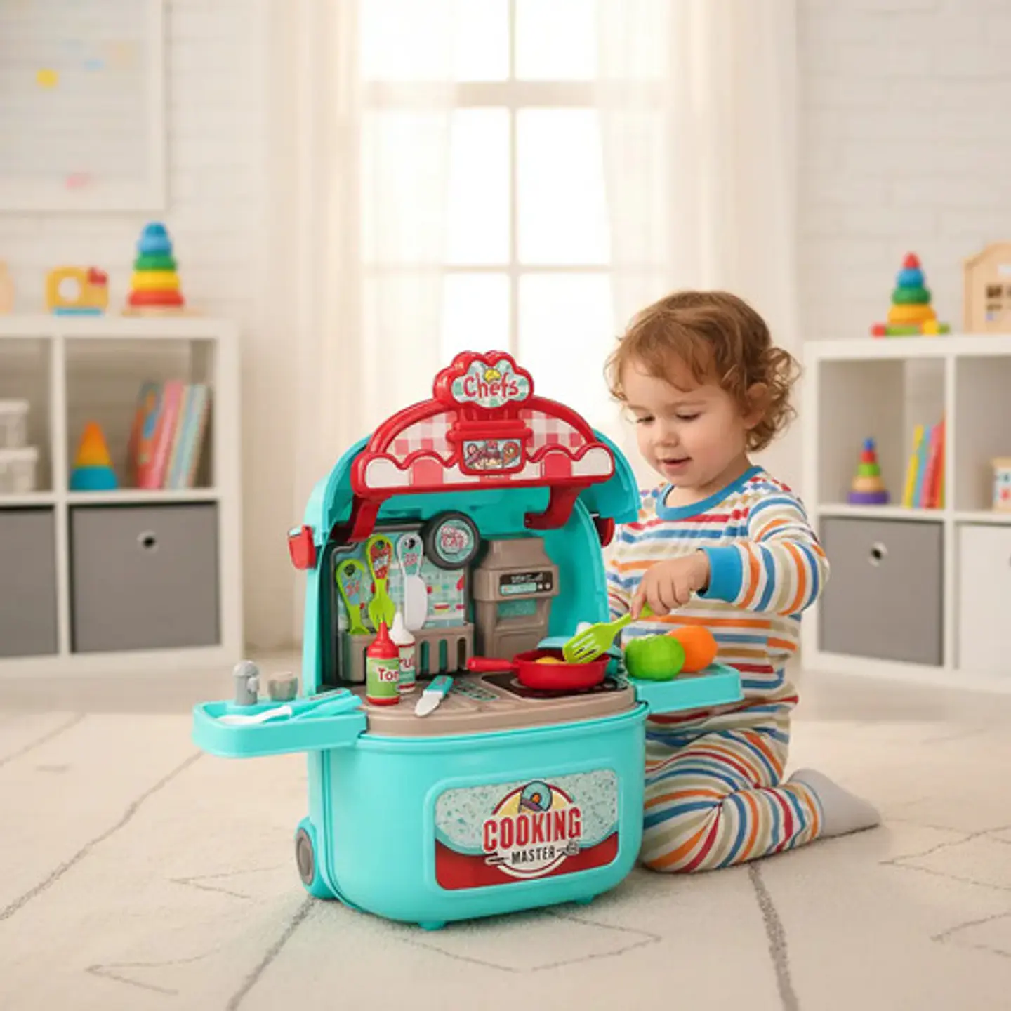 Maleta Con Ruedas Juguete Cocina Princesas Portátil 13