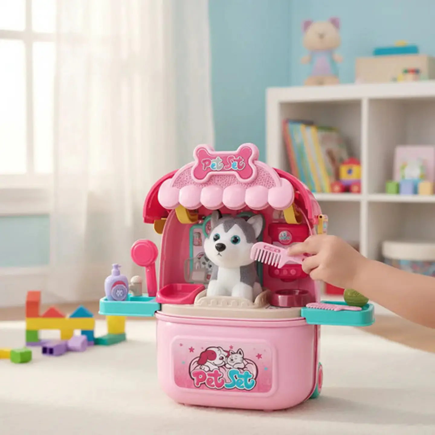 Maleta Maletin Mascota Set Veterinaria Cuidado Perro Husky 13