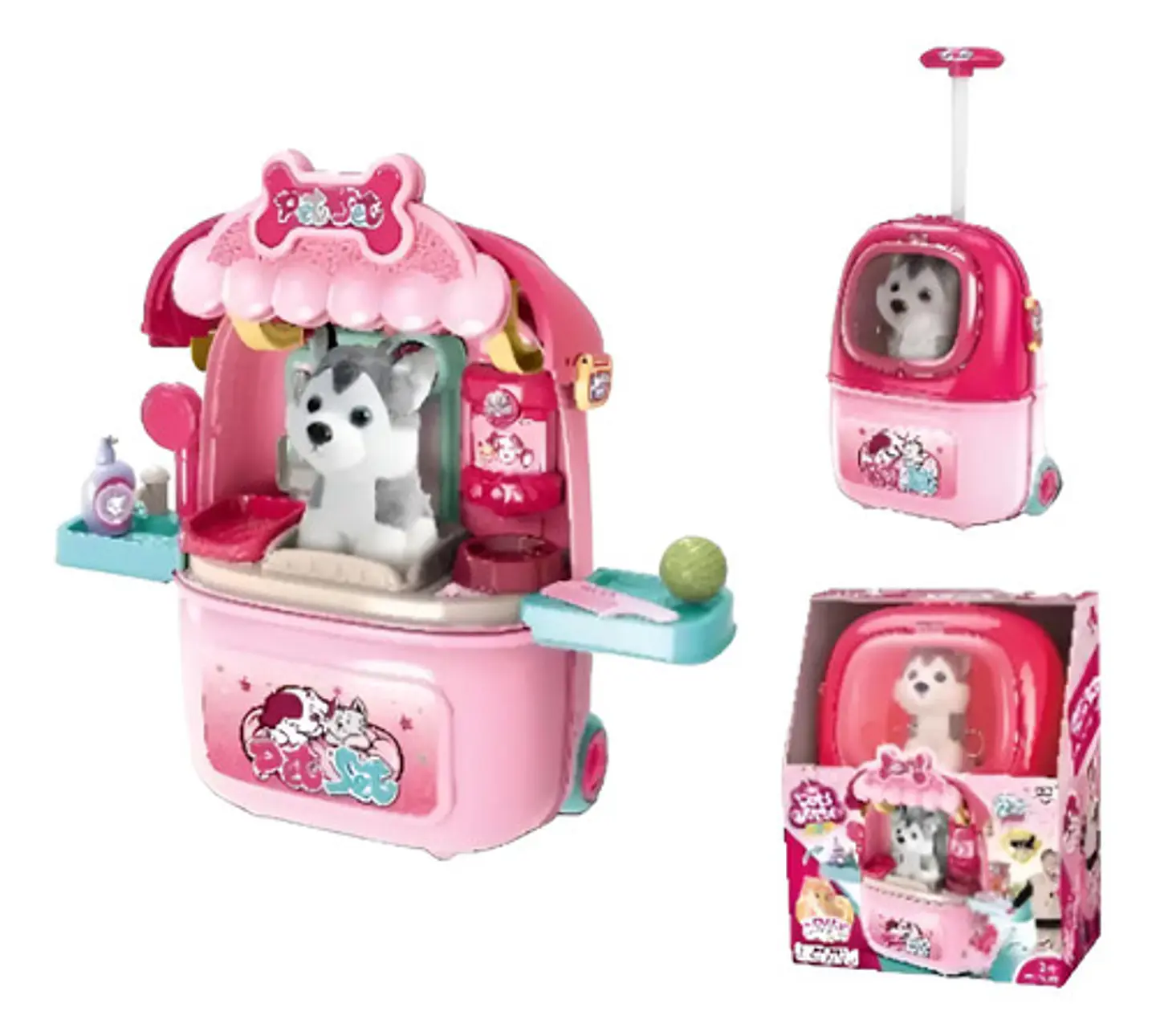 Set Veterinario Maleta Mascota Perrito 19 Piezas Juego Infantil Rosa 2