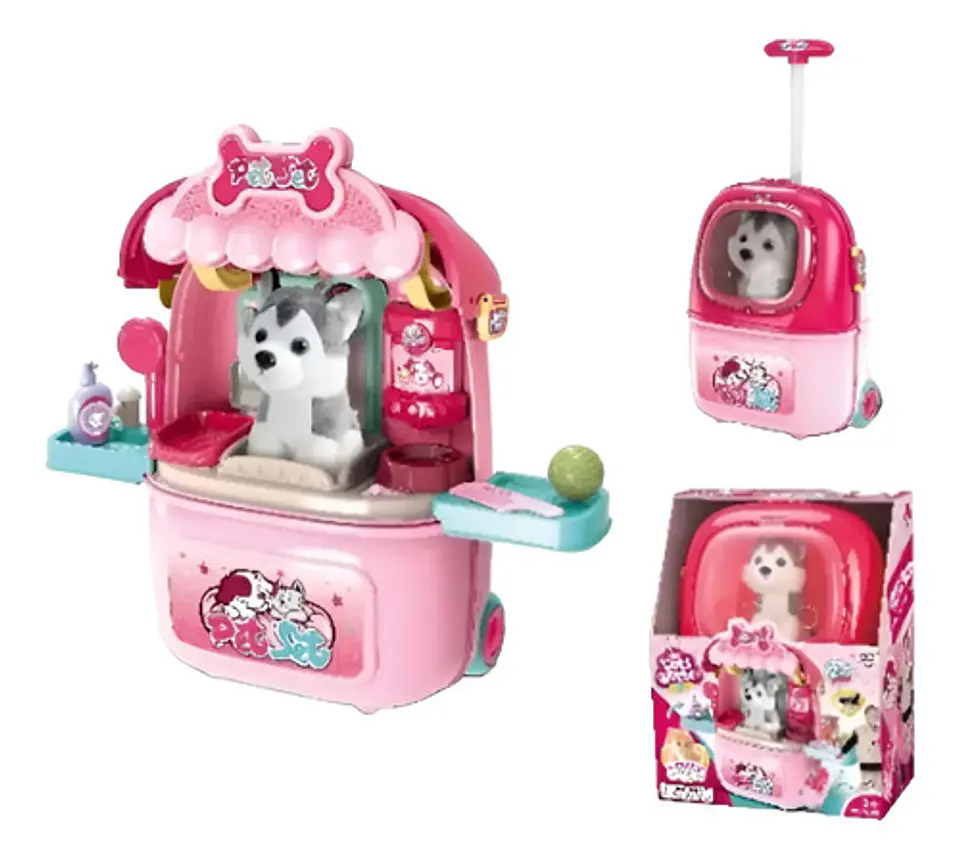 Set Veterinario Maleta Mascota Perrito 19 Piezas Juego Infantil Rosa 2