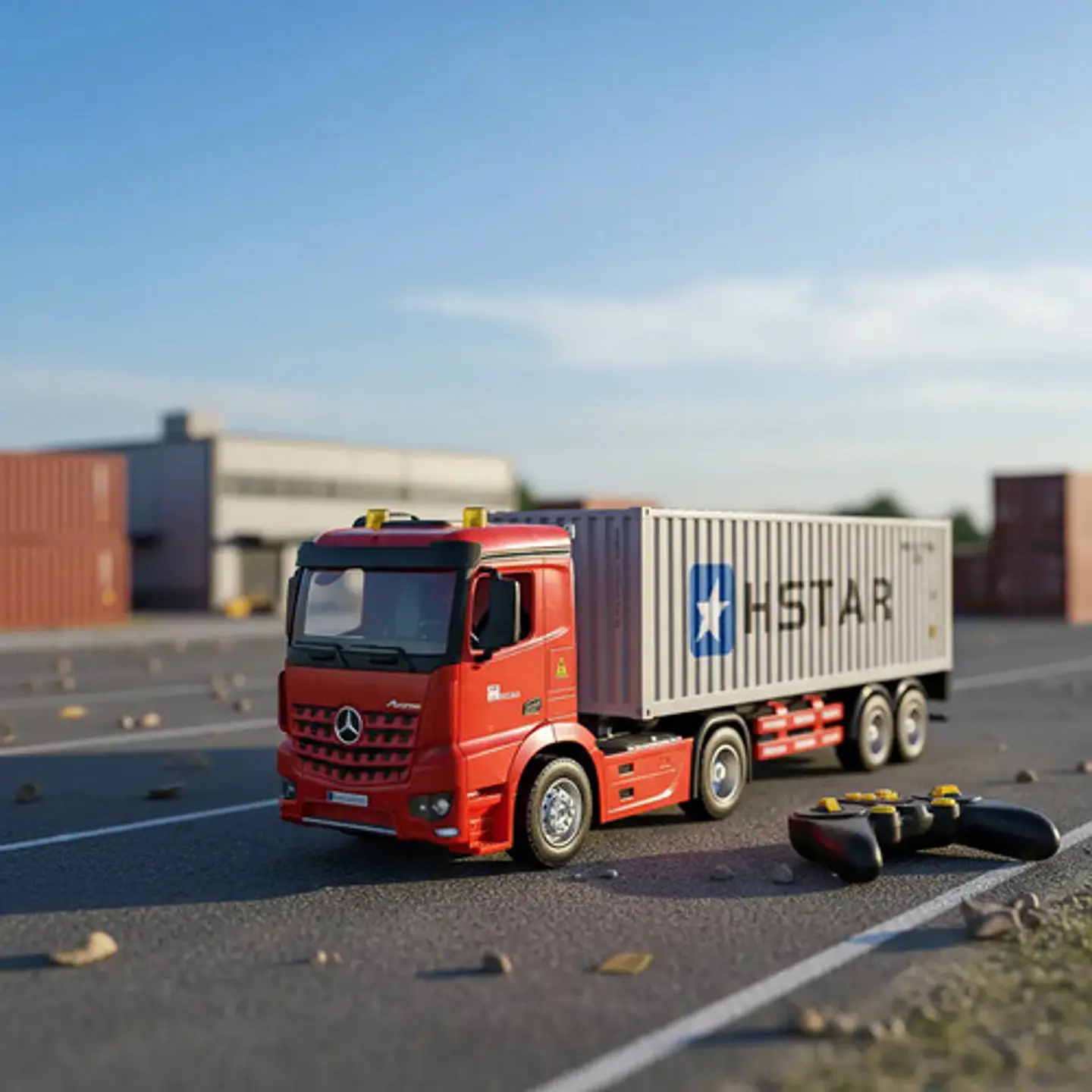 Mula Control Contenedor Truck Carga Tractomula Camion Hstar Rojo Trailer Contenedor 3