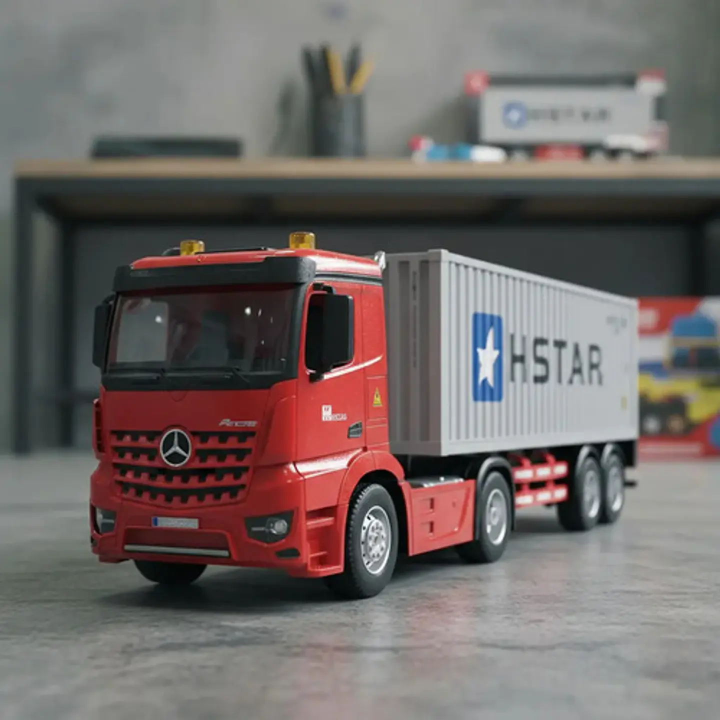 Mula Control Contenedor Truck Carga Tractomula Camion Hstar Rojo Trailer Contenedor 5