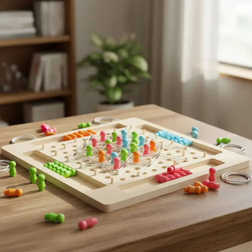 Juego De Mesa Triangulación Clavijas Didáctico Madera 2
